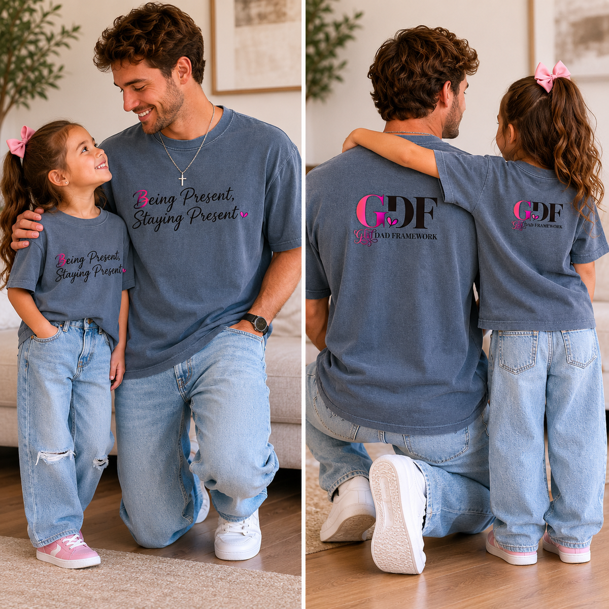 Being Present, Staying Present Tee - Denim